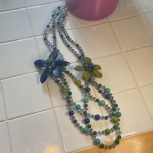 Source Unknown Multicolor Floral Beaded Necklace